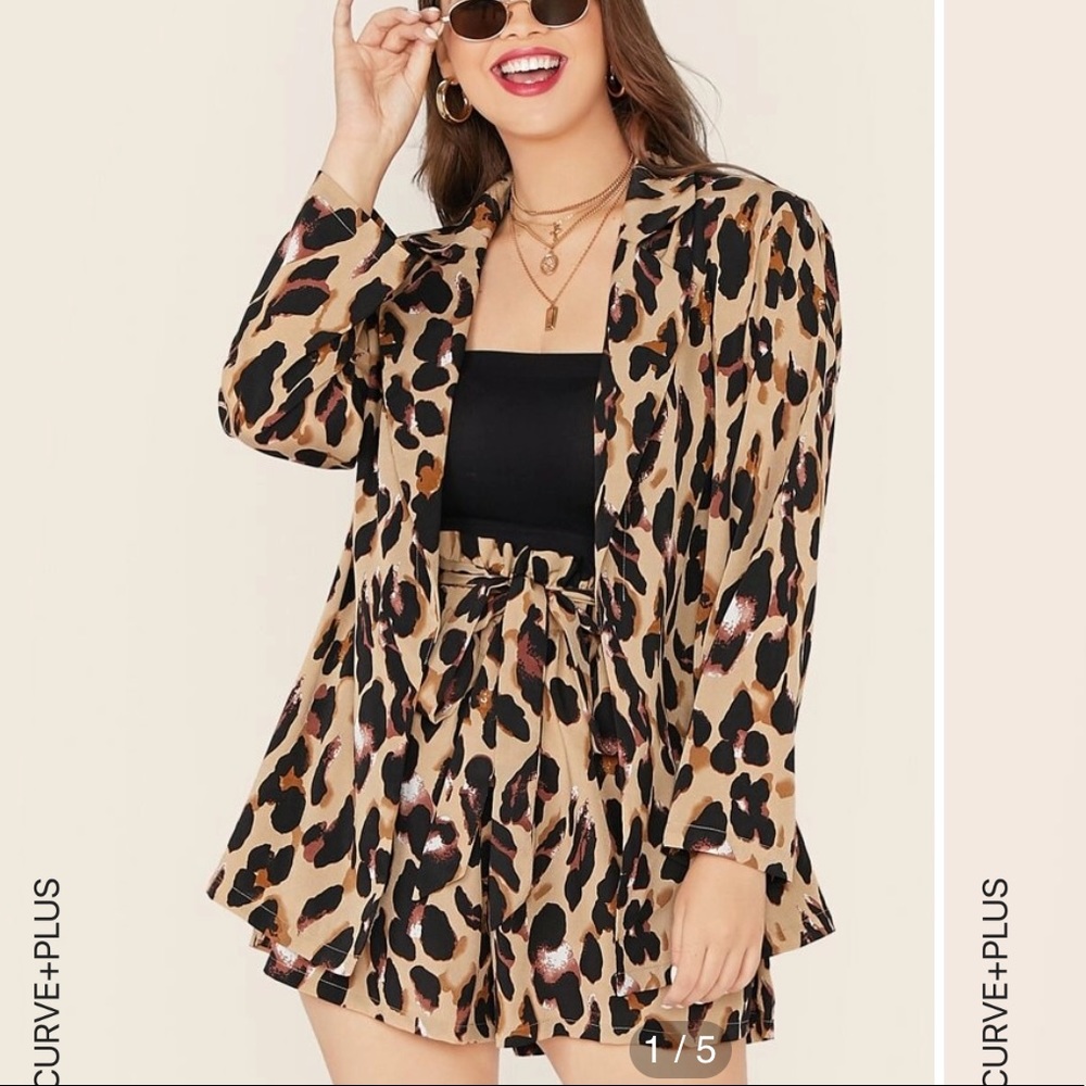 leopard print blazer and shorts suit